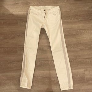 Frame white denim jeans with leather stripe detail size 28